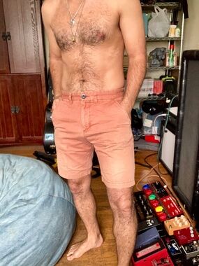 Sun-faded casual shorts.